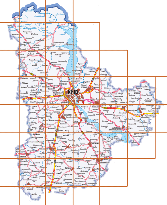Карта киевской области подробная с городами и поселками на русском языке